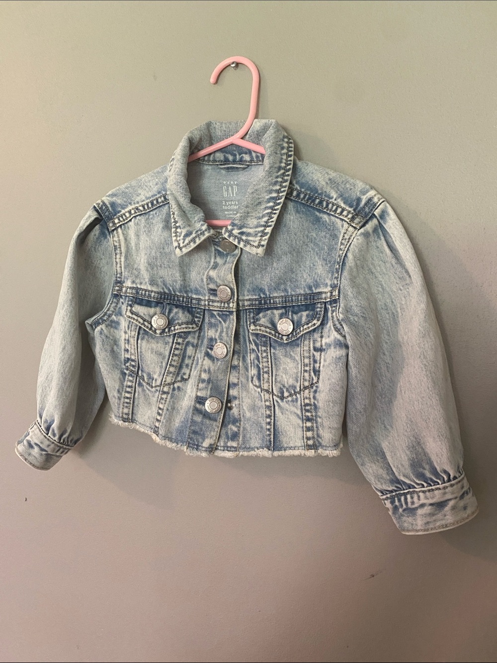 Baby GAP Light Acid-Wash cropped Denim Jacket - Light Blue 2T
